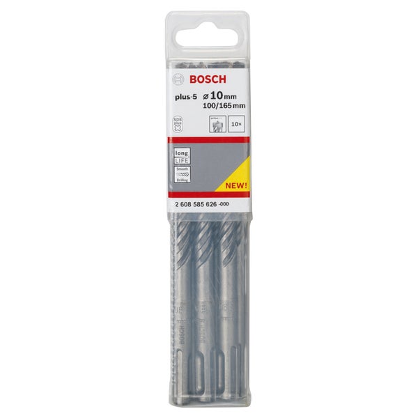 Bosch 10x Hammerbohrer SDS plus-5 10 x 100 x 165 mm - 2608585626