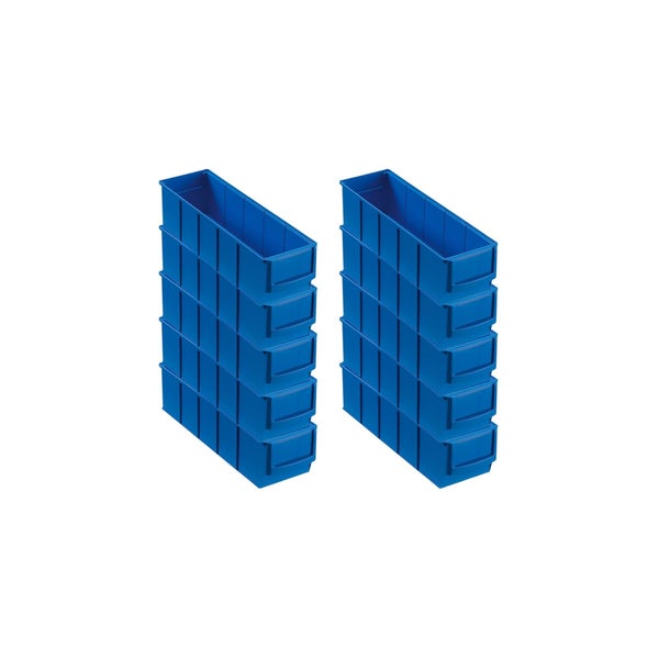 PROREGAL SparSet 10x Blaue Indurstriebox 300 S HxBxT 8,1 x 9,1 x 30 cm 1,6 Liter Sortimentskasten