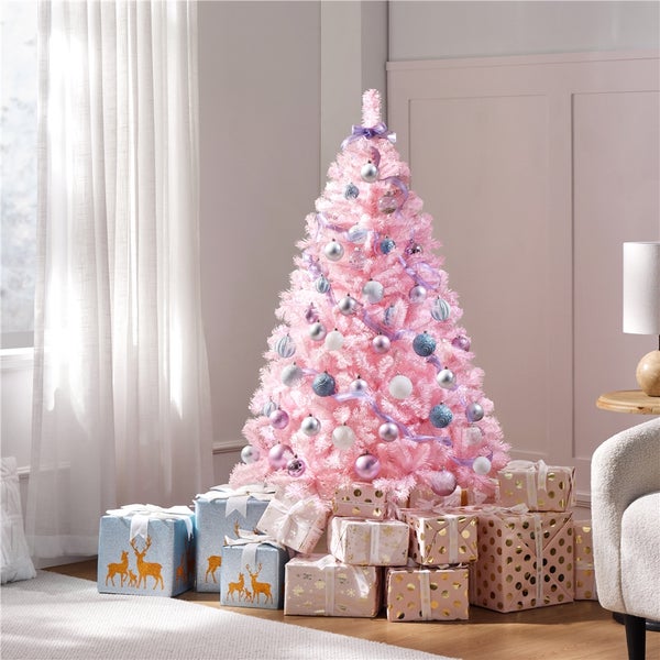 Yaheetech 154 cm Künstlicher Weihnachtsbaum , Rosa