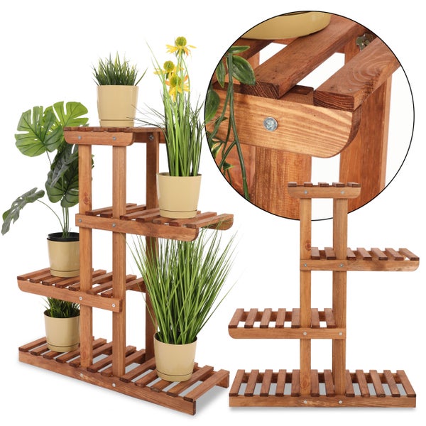 Blumenständer FLORACK HxBxT 82x68x25cm 5 Ablagen Kieferholz Braun