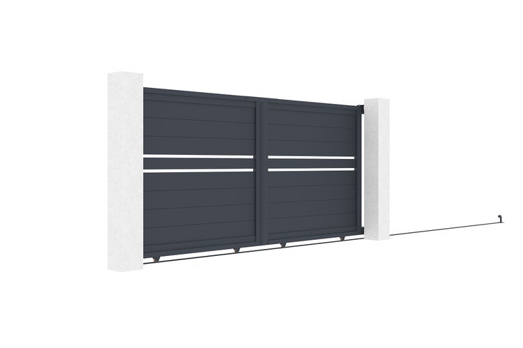 Schiebetor 3 m CIMONE H.140 cm Aluminium + 2 EIFEL-Pfosten 15 x 15 cm H. 166 cm