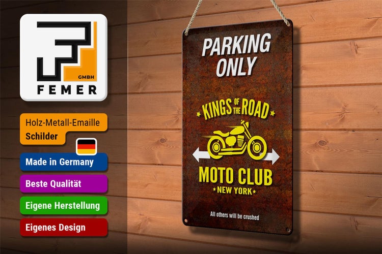 Blechschild Spruch 20x30cm parking only moto club new york