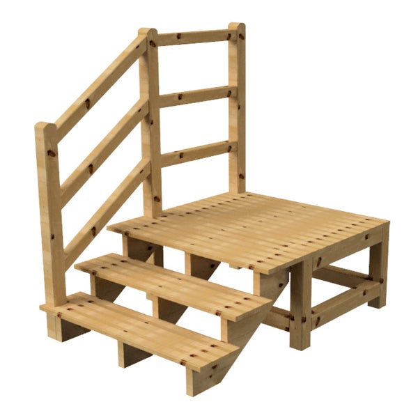 Holzpodest mit Treppe und Geländer