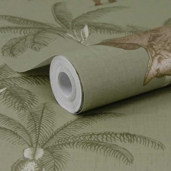Tapetenrolle mit Palmen- und Tiermotiv