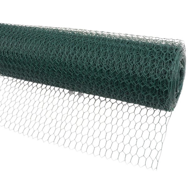 PROREGAL Maschendrahtzaun Sechseckgeflecht Keepy Höhe 0,5 Meter Länge 10 Meter Maschenweite 13 mm Drahtstärke 0,9 mm PVC-Beschichtet Grün