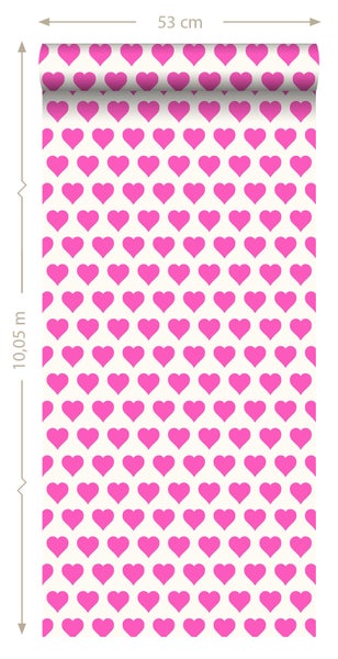 Tapetenrolle mit Herzmuster, 53 cm breit, 10,05 m lang