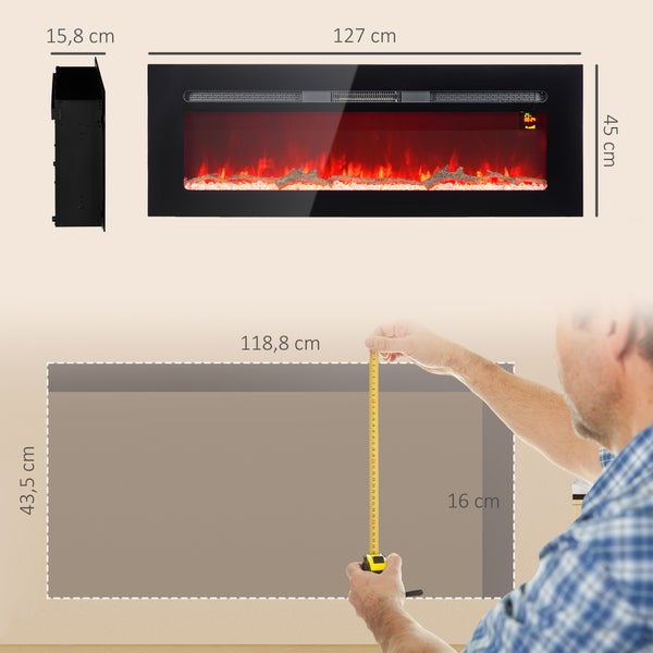 Realistischer Flammeneffekt mit fünf einstellbaren Helligkeitsstufen und drei Flammenfarben