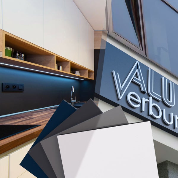 Küchenszene mit verschiedenen Farboptionen für Küchenfronten