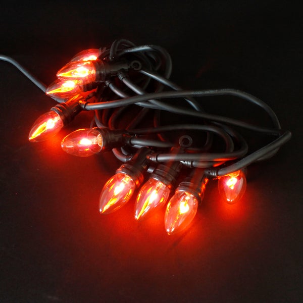 ECD Germany Lichterkette mit Flammeneffekt 360 cm, 10 Glühbirnen, Warmweiß, E14 Fassung, Strom, Wetterfest IP44 Innen/Außen, Weihnachtsbeleuchtung Deko Beleuchtung für Weihnachten, Halloween & Balkon