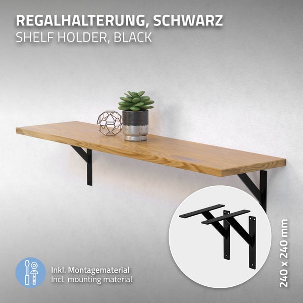 ML-Design 2 Stück Regalhalterung 240x240 mm, Schwarz, Aluminium, Schwebende Regalhalterungen, Regalwinkel, Wandhalterung für Regalbrett, Regalträger für Wandmontage, Wandregal Wandkonsole Regalstütze