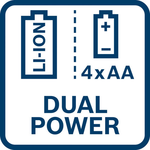 Dual Power Symbol für Werkzeuge mit Akku- und Batteriebetrieb