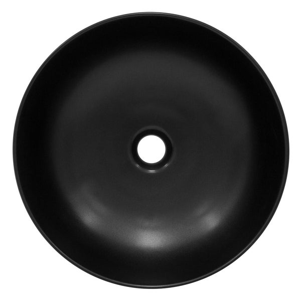 ML-Design Waschbecken aus Keramik in Schwarz matt Ø 415 x 135 mm, Runde Aufsatzwaschbecken, Moderne Waschtisch, Waschschale mit Abflussloch, Waschplatz Handwaschbecken , für Badezimmer / Gäste-WC