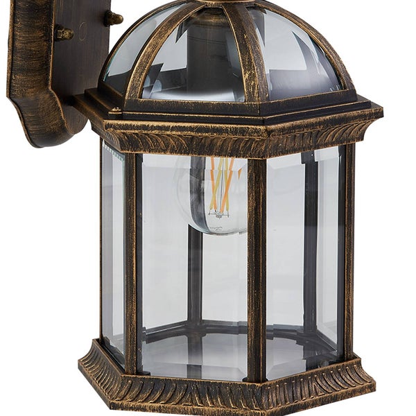 Lindby Wandleuchte außen (Laterne) Adelisa (spritzwassergeschützt (Landhaus, Vintage Rustikal) in Bronze aus Aluminium (1 flammig E27) - Außenwandleuchten Wandlampe Led Außenlampe Outdoor