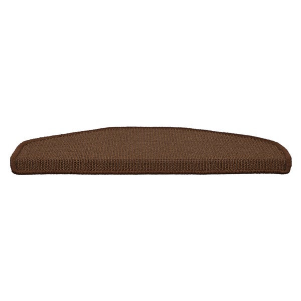 FLOORDIREKT Stufenmatte aus Sisal - Pure Nature - Umkettelt & Selbstklebend - Dunkelbraun 23,5 x 65 cm - Halbrund