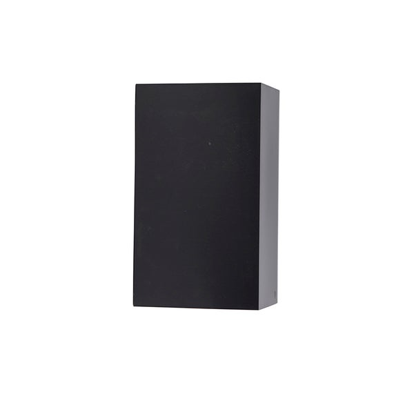 Rechteckige Wandleuchte in Schwarz für den Außenbereich.