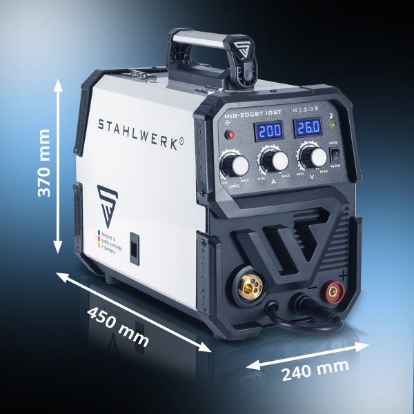 STAHLWERK Schweißgerät MIG MAG 200 ST IGBT Schutzgas mit 200 Ampere MMA E-Hand
