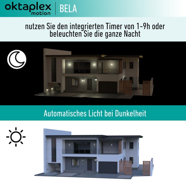 Oktaplex Bela 2er Set Dämmerungsschalter Außen mit Timer IP65 230V anthrazit