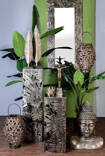 Säule GILDE Säulen Höhe 100cm Breite 27cm bronzefarben Glas, Metall