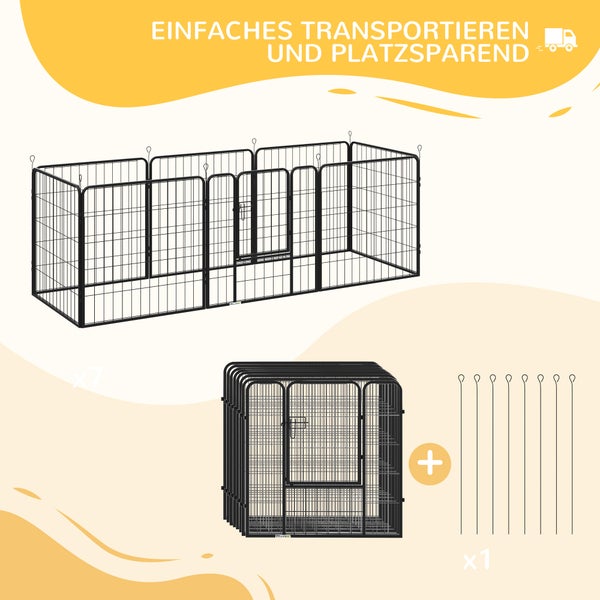 PawHut Haustier-Laufstall, 80B x 80H cm, Metall, Schwarz
