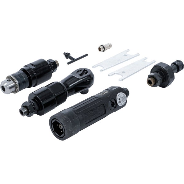 Druckluftwerkzeugsatz mit Bohrfutter, Ratschenschlüssel und Zubehör