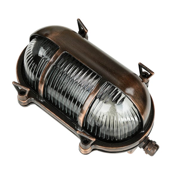 Ovale Wandleuchte im Vintage-Stil mit geriffeltem Glas