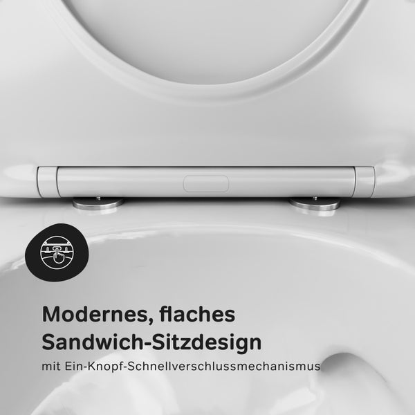 AM.PM Wand-WC  Tiefspüler ohne Spülrand weiß glänzend mit WC-Sitz CLA1900PSC Like