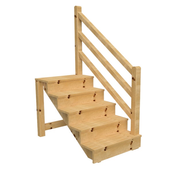 Holztreppe mit Geländer für den Außenbereich