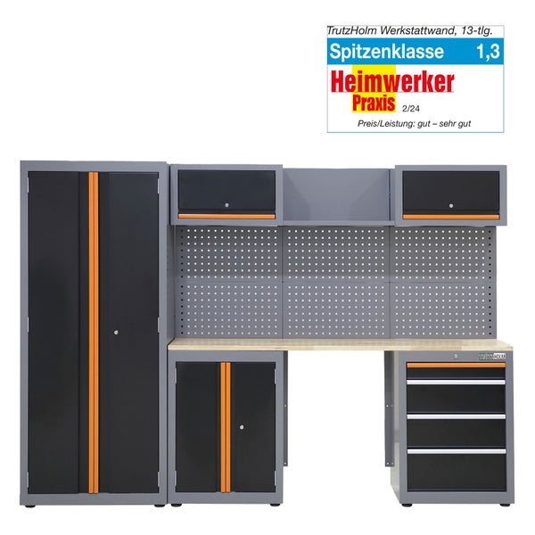 Werkstattwand 13-tlg. Werkstattschranksystem modular 260 x 183 cm Stahl Werkstatteinrichtung orange
