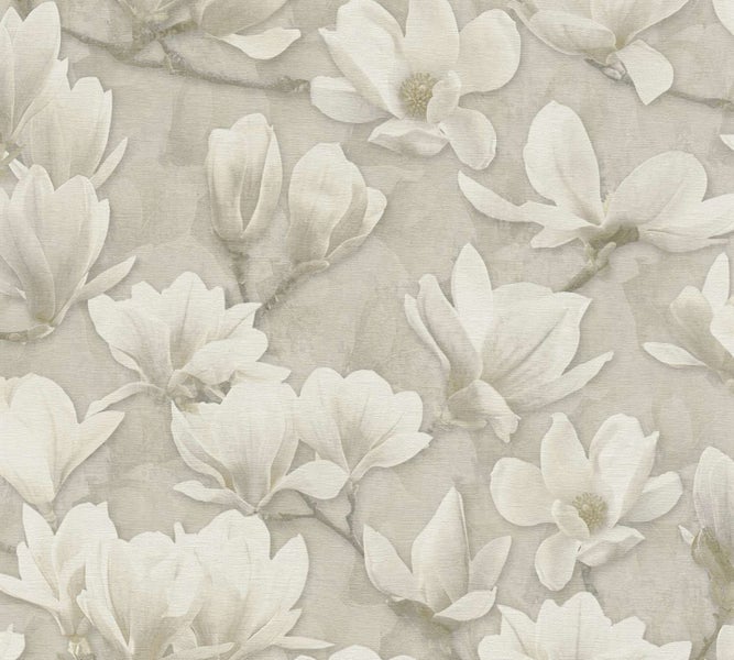 Vliestapete mit Magnolienblüten Motiv für eine natürliche Wandgestaltung in Wohnräumen