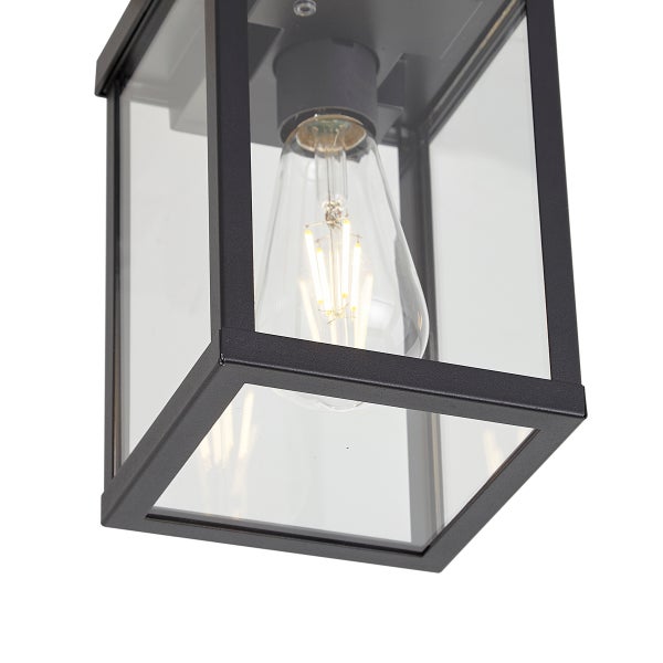 Moderne quadratische Außenwandleuchte mit Glaseinsätzen und LED Leuchtmittel