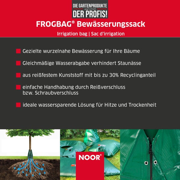 Bewässerungssack für Bäume FROGBAG TOGO - 80 Liter - mobiler Wassersack als Bewässerungsbeutel für Schubkarre - aus reißfestem PE-Gewebe 520g/m²