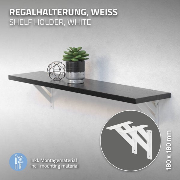 ML-Design 2 Stück Regalhalterung 180x180 mm, Weiß, Aluminium, Schwebende Regalhalterungen, Regalwinkel, Wandhalterung für Regalbrett, Regalträger für Wandmontage, Wandregal Wandkonsole Regalstütze
