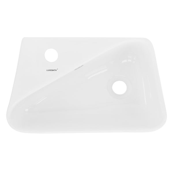 ML-Design Waschbecken Keramik Weiß 45x27x13 cm Eckig inkl. Ablaufgarnitur, Hahnloch links, Aufsatzwaschbecken/Hängewaschbecken, Design Waschtisch mit Überlauf, Waschschale Waschplatz Handwaschbecken