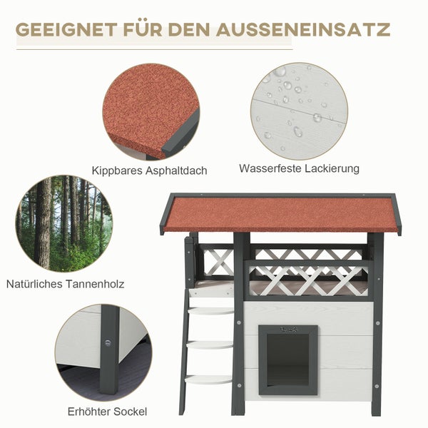 Holzhütte für den Außeneinsatz mit Bitumendach, wasserfester Lackierung, Tannenholz und erhöhtem Sockel