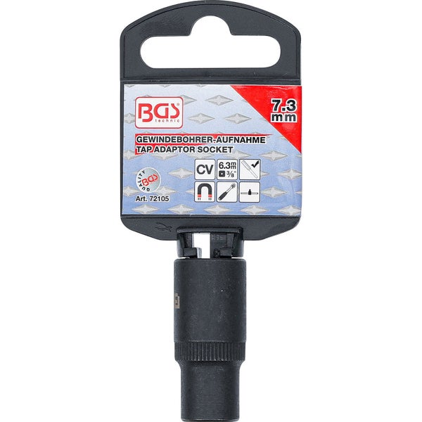 BGS Gewindebohrer-Aufnahme-Steckschlüssel-Einsatz 10 mm (3/8) 7,3 mm - 72105