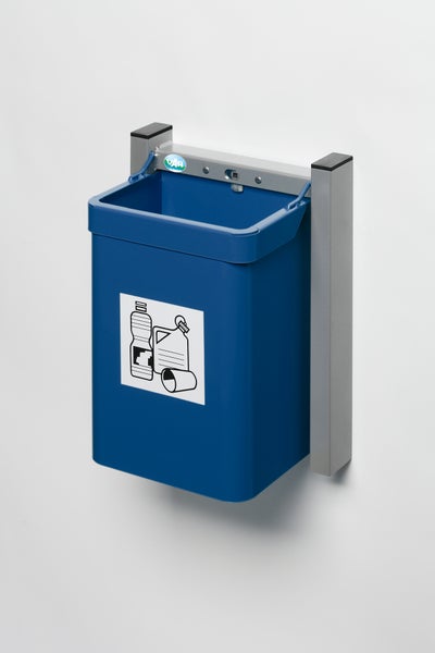PROREGAL Robuster Abfallsammler 1 Fach Mit Wandhalterung 15 Liter HxBxT 42,5 x 31 x 23 cm Verzinkter Stahl Blau