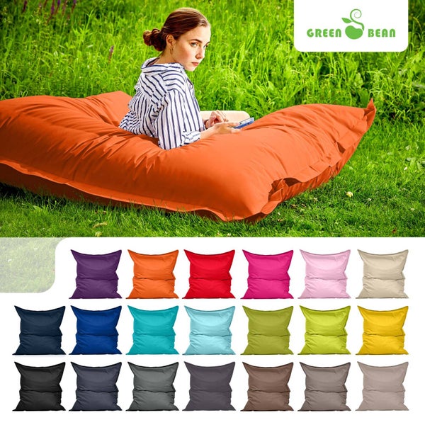 Green Bean Sitzsack XXL 140x180cm 380 Liter Kinder & Erwachsene Bean Bag EPS Perlen Füllung Riesensitzsack Groß Draußen Outdoor Liegekissen Waschbar Wetterfest Lounge Sitzkissen Bodenkissen Orange