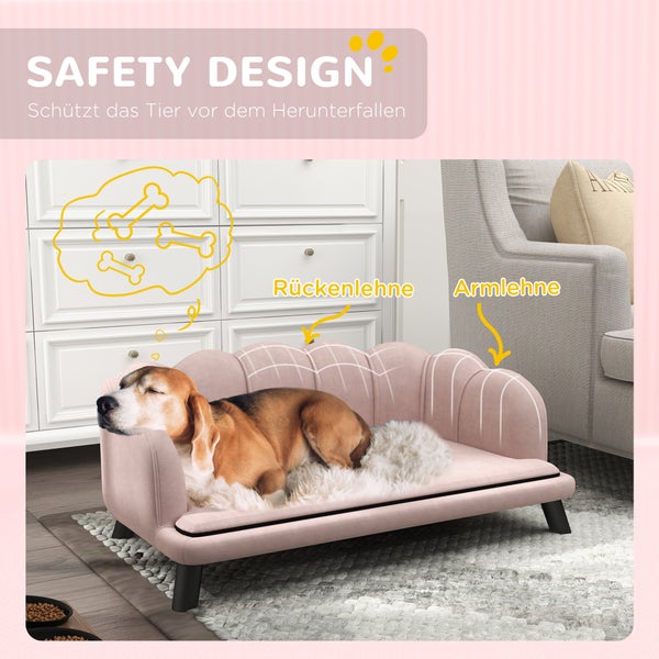 PawHut Hundesofa, 98,5B x 60,5T x 35,5H cm, Polyester, Schaumstoff, Rosa