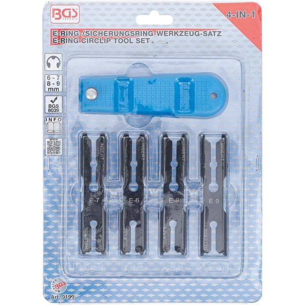 BGS E-Ring-/Sicherungsring-Werkzeug-Satz 4-IN-1 - 9199
