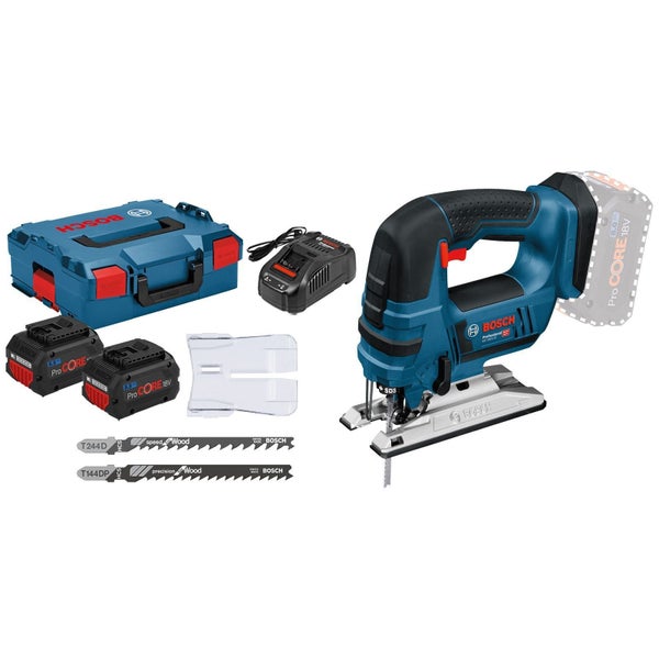 Bosch Akku-Stichsäge GST 18V-LI B / 2x 5,5 Ah ProCORE18V Akku + Ladegerät in L-Boxx