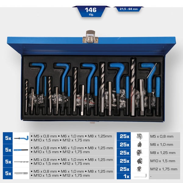 BRILLIANT TOOLS Gewindereparatur-Satz 146tlg. - BT541150