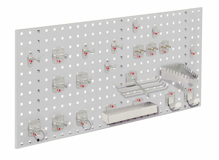 Kappes ®RasterPlan Einsteigerset #7 1x Lochplatte 1000x450mm 1x Werkzeughaltersortiment 21-teilig Lichtgrau RAL 7035