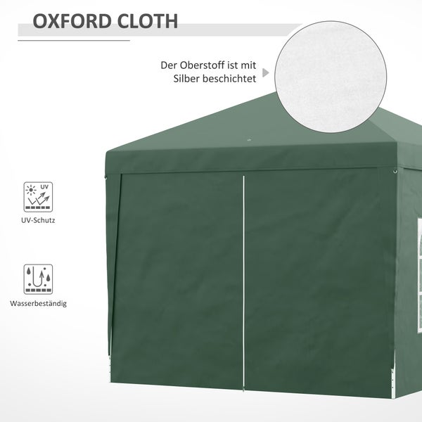 Outsunny Pavillon ca.3x3m, wasserabweisend Stabil Winterfest Pop-up Faltpavillon, UV Schutz 50+, Faltbar Partyzelt Gartenzelt mit 4 Seitenteilen Tasche Gartenpavillon für Camping Garten, Grün