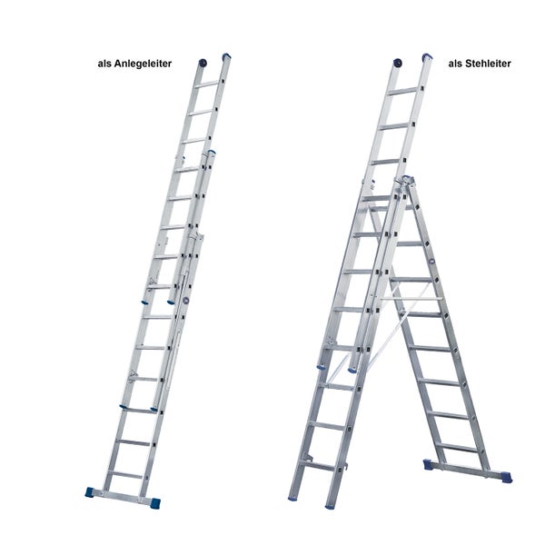 Iller Mehrzweckleiter Eurostars mit Wandlaufrollen 3x14 Sprossen