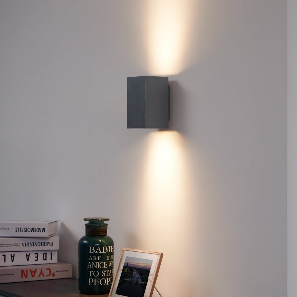Moderne Wandleuchte in Gunmetal-Optik, quadratisch, 2-flammig GU10 50mm - Sandy