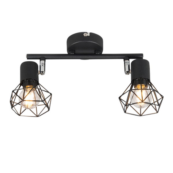 Deckenleuchte mit zwei Leuchten und Drahtschirmen