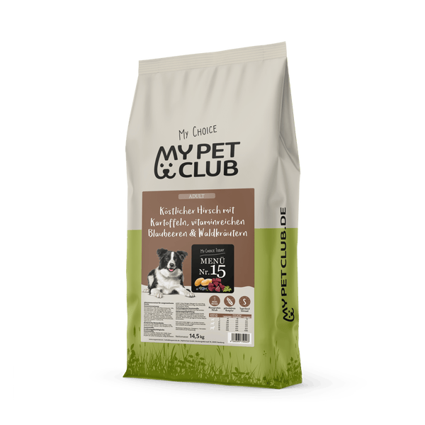 Wild (1x 14,5 kg) getreidefreies Trockenfutter sensitiv Hirsch Pur | hoher Fleischanteil (ca. 80% Hirsch frisch) | Muskelfleisch | Hypoallergenes Hundefutter mit Kartoffel