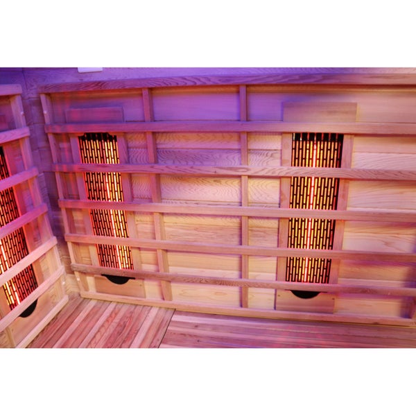 Dewello® Infrarotkabine Infrarotsauna TORONTO 152cm x 152cm inkl. 6 Vollspektrumstrahler, 3 Karbonstrahler, Farblicht