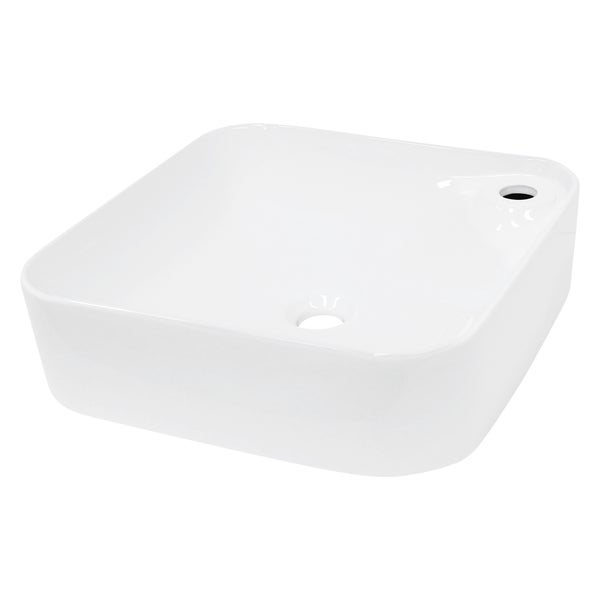 ECD Germany Waschbecken Waschtisch 435 x 435 x 125 mm aus Keramik Weiß - Aufsatzbecken Aufsatzwaschbecken Handwaschbecken Aufsatzwaschtisch Spülbecken Becken Wasserfall Waschschale Waschschüssel
