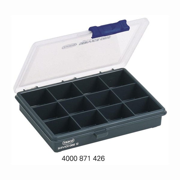 raaco Sortimentskasten B 175 x T 143 x H 32 mm 12 Fächer transparent / dunkelblau - 136143